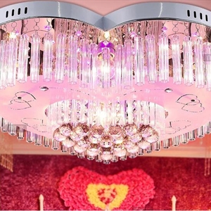 灯饰图片:卧室灯灯具创意现代简约led吸顶客厅水晶灯婚房温馨浪漫心形灯