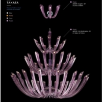 灯饰设计 Iris Cristal 水晶蜡烛弯管吊灯设计