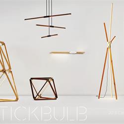 灯饰设计图:Stickbulb 2018年国外木艺几何形状吊灯